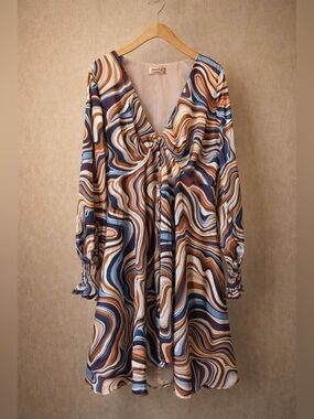 BAILEY 44 Peria Dress Flow Print Retro Psychedelic Boho Mini Dress
